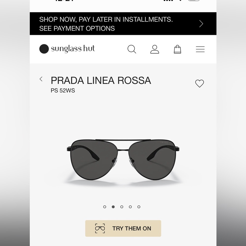 Prada Linea Rossa Black Aviator Sunglasses